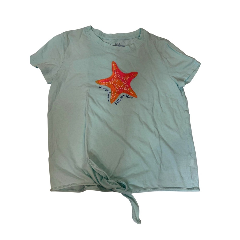 Vineyard Vines‎ Shirt Girls Large Blue Starfish Graphic Tee Youth Summer Beach